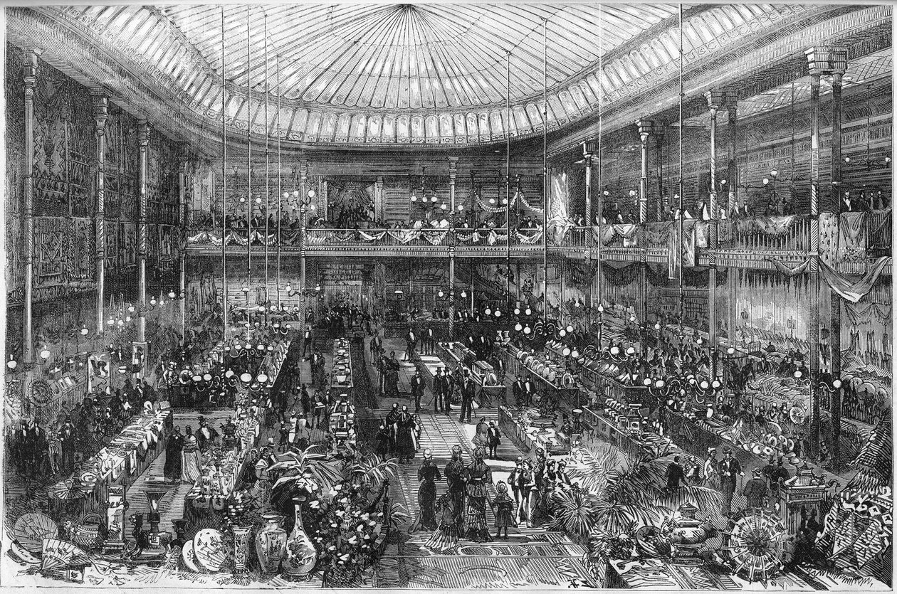 パリのデパート：1878年の小セント・トーマス店ホールの風景。10月12日付「The Illustrous World」n°1124に掲載されたスコットによるエングレーヴィング。 作： フランス語学校