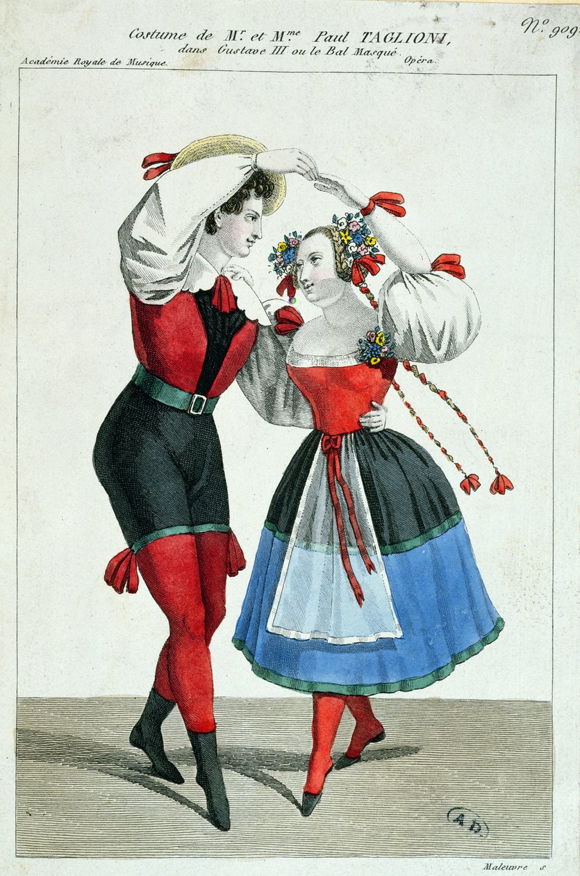 ポールタグリオーニ（1808〜84年）と妻のアンナギャルスター、ギュスターヴ3世で踊る、1830年頃 作： フランス語学校