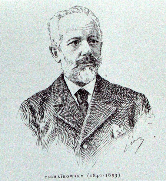 ペトル・イリイチ・チャイコフスキー（1840-93）、パリで出版されたアルベール・スービース著「ロシアにおける音楽の歴史」の挿絵。 作： フランス語学校