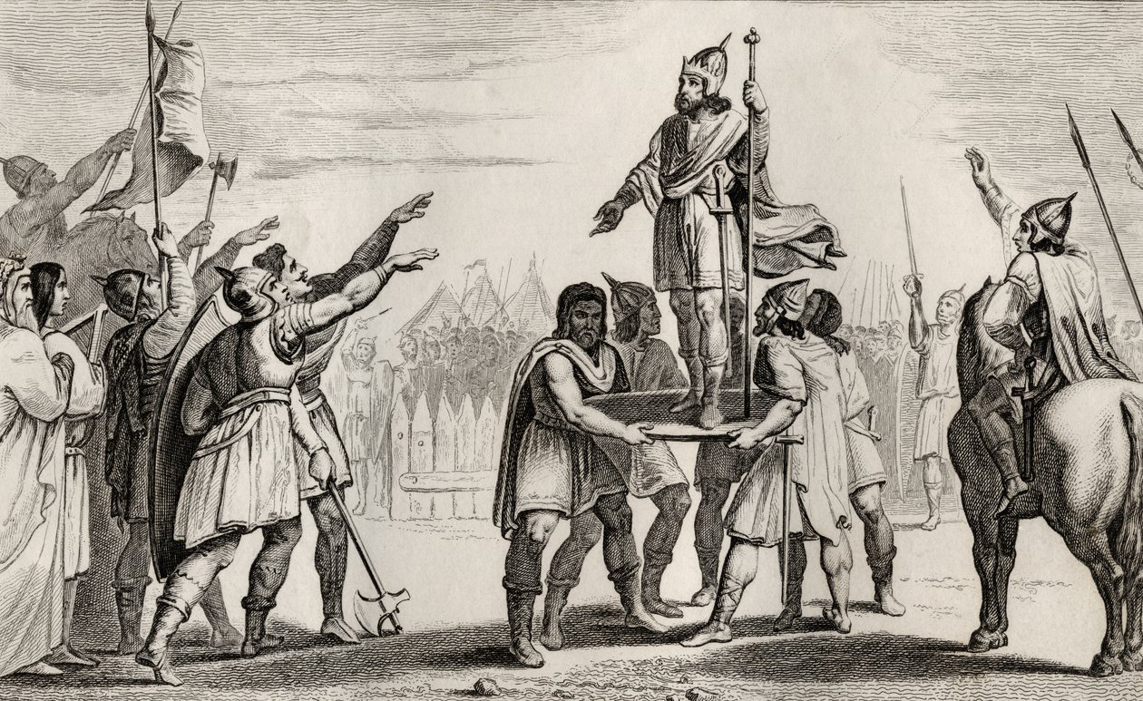コラートの「ヒストワールドフランス」の伝説的なフランス王、ファラモンドが1840年頃に出版 作： フランス語学校