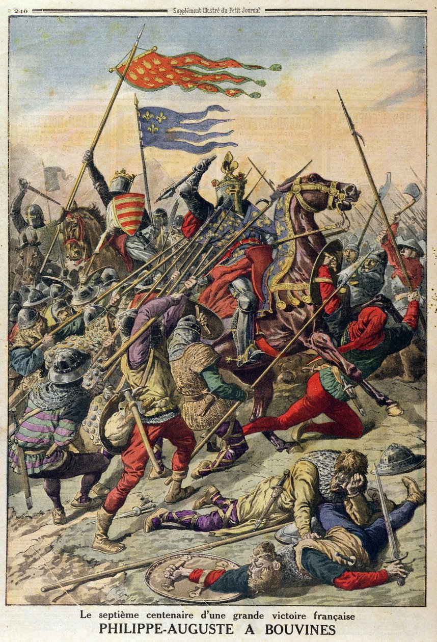Philippe-Auguste（1165-1223）at Bouvines、1914年7月27日、Le Petit Journalからのイラスト 作： フランス語学校