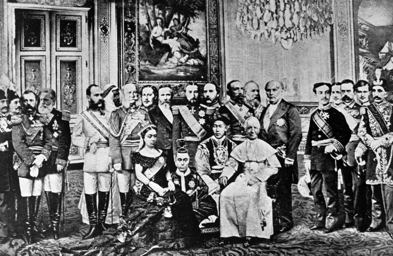 世界の支配者のフォトモンタージュ、1867年（コラージュされたbw写真） 作： フランス語学校