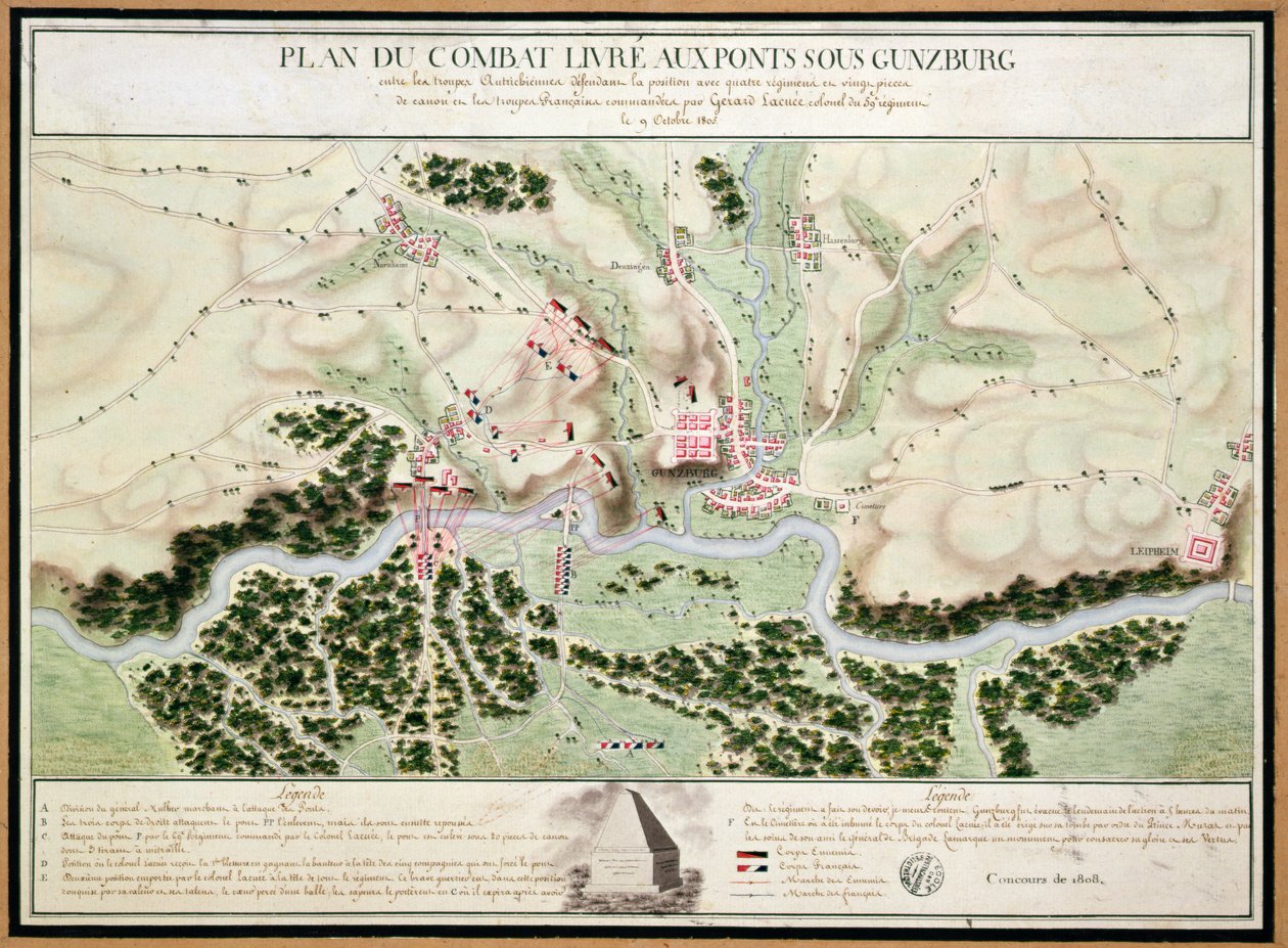 1805年、1808年のオーストリア軍とフランス軍の間のギュンツブルクの戦いでのイベントの計画 作： フランス語学校