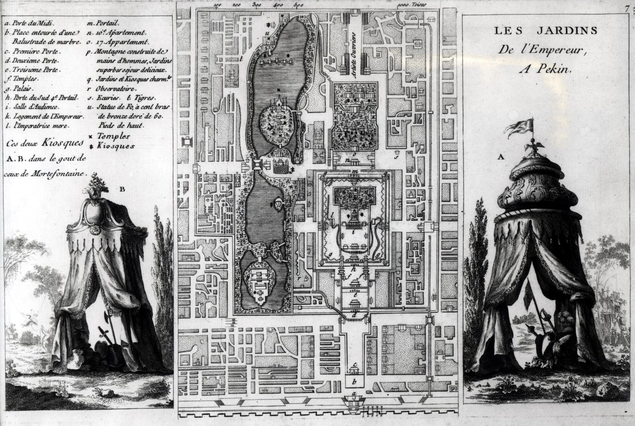 ジョージルイルルージュによる「ジャルダンアングロシノワアラモード」からの北京皇帝の庭園の計画、c.1776-78発行 作： フランス語学校