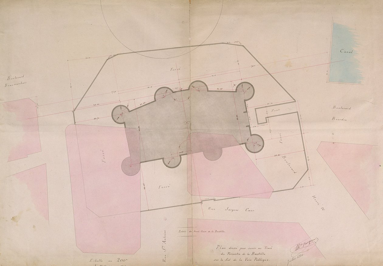 バスティーユの境界線を示す計画、1830 作： フランス語学校