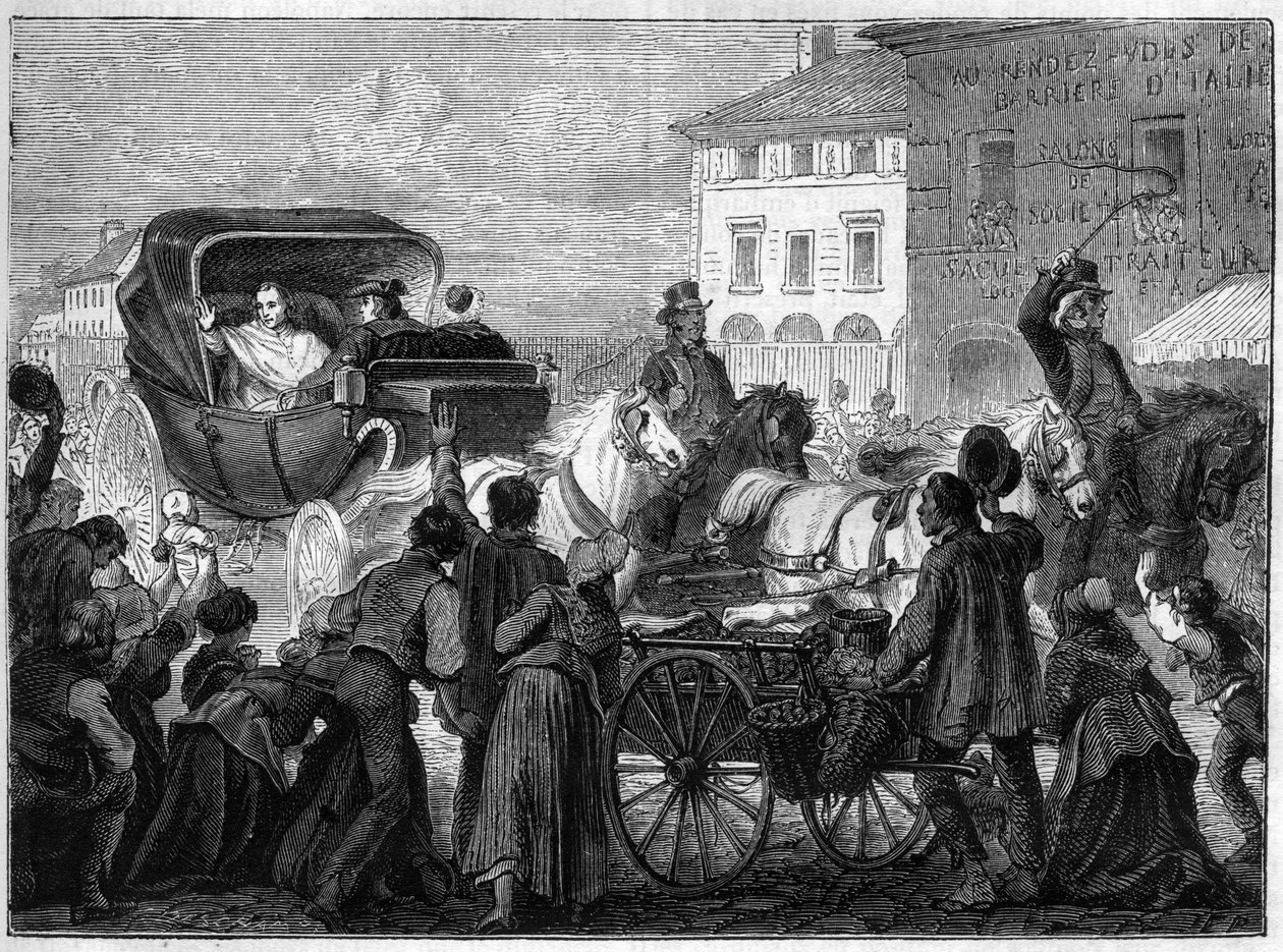 教皇ピオ7世（PIO PIUS）（1742-1823）は、4月4日にパリを出発。 作： フランス語学校