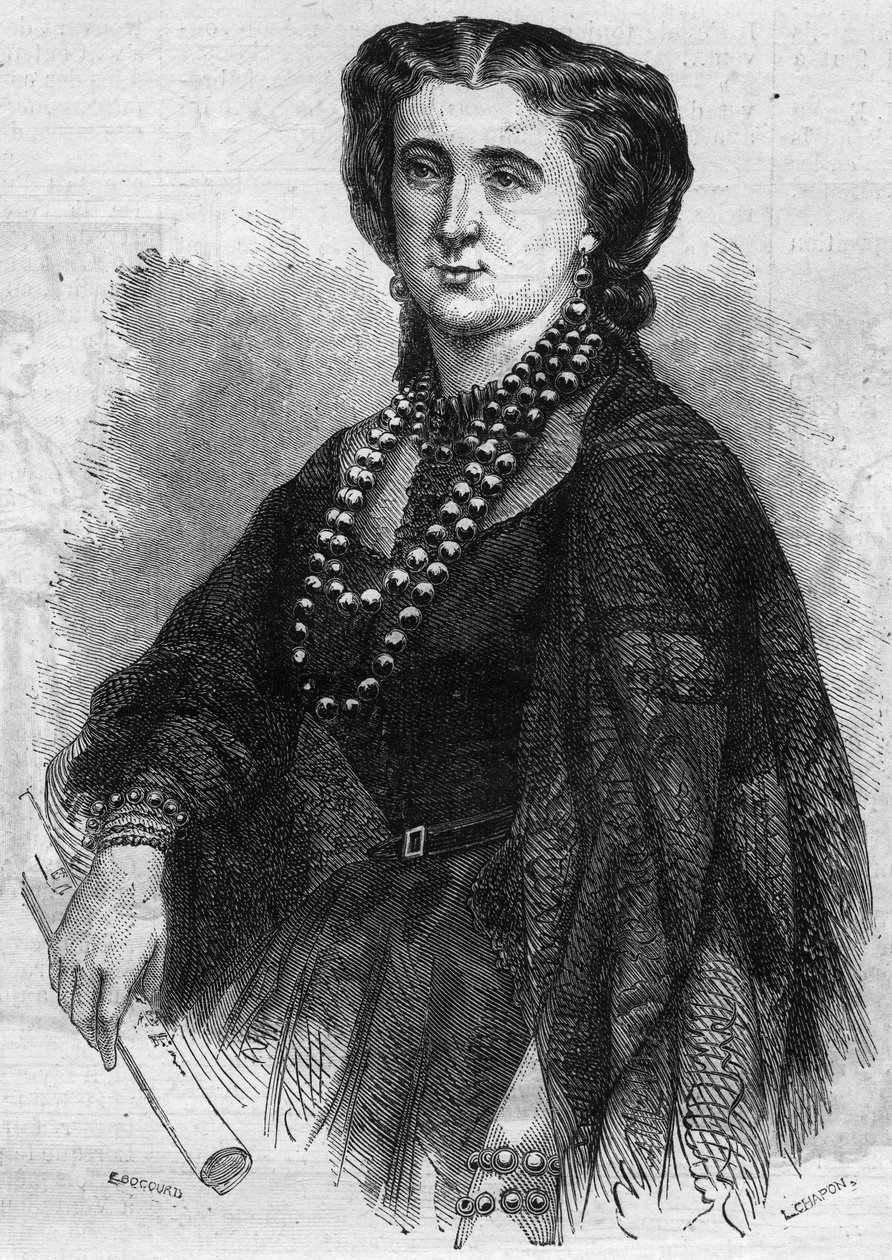 フランスの歌手、アンナ・ド・ラ・グランジュ（ラグランジュ）（1824-1909）の肖像。1863年10月24日付の「Le Monde Illustre」341号に掲載された図版。 作： フランス語学校