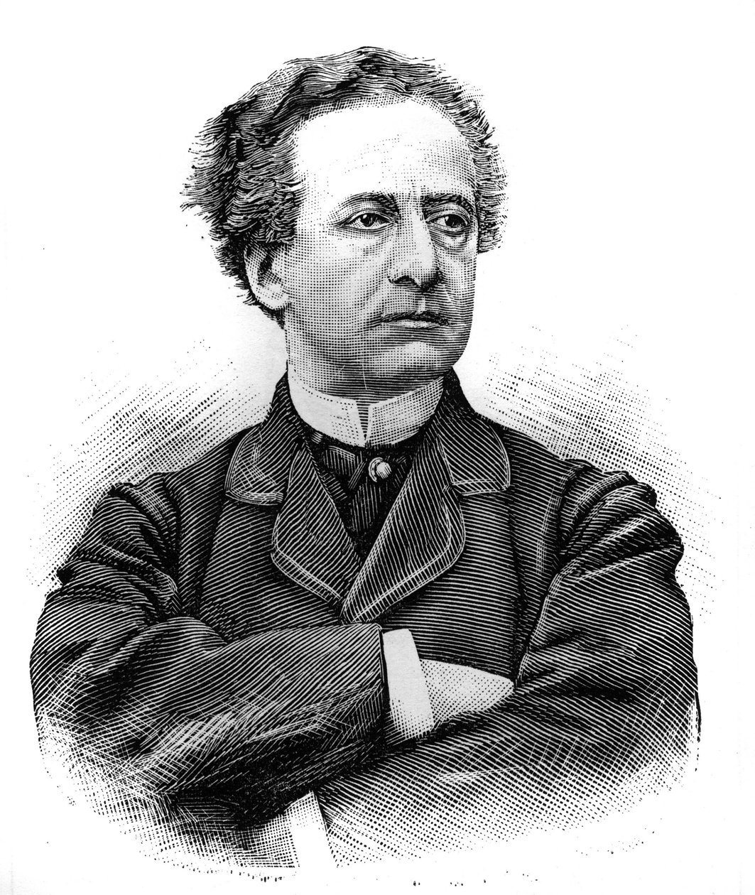 コメディ・フランセーズのフランス人コメディアン、ジャン・バティスト・プロスペール・ブレッサン（1815-1886）（Jean-Baptiste-Prospere）の肖像。1886年1月30日付の「Le Monde Illustre」に掲載されたエングレーヴィング。 作： フランス語学校