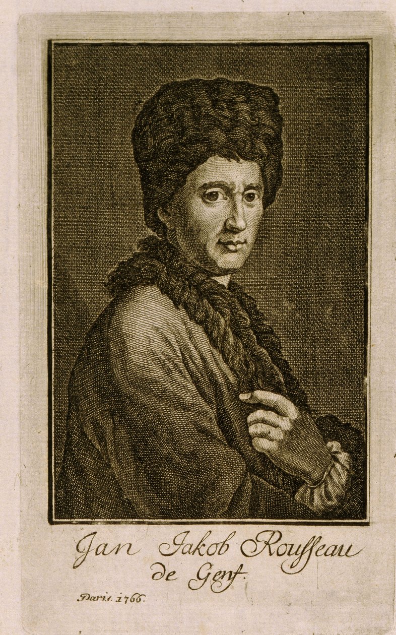 ジャン・ジャック・ルソー (1712-1778) の肖像画。 匿名の作品、彫刻 1766 年。フランスの芸術 作： フランス語学校