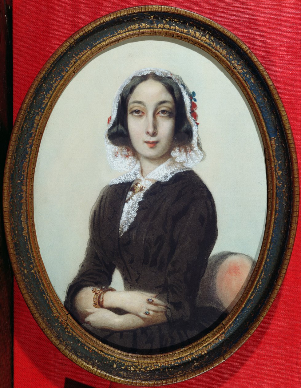 ジョージサンドの肖像画のミニチュア（1804-76）c.1840 作： フランス語学校
