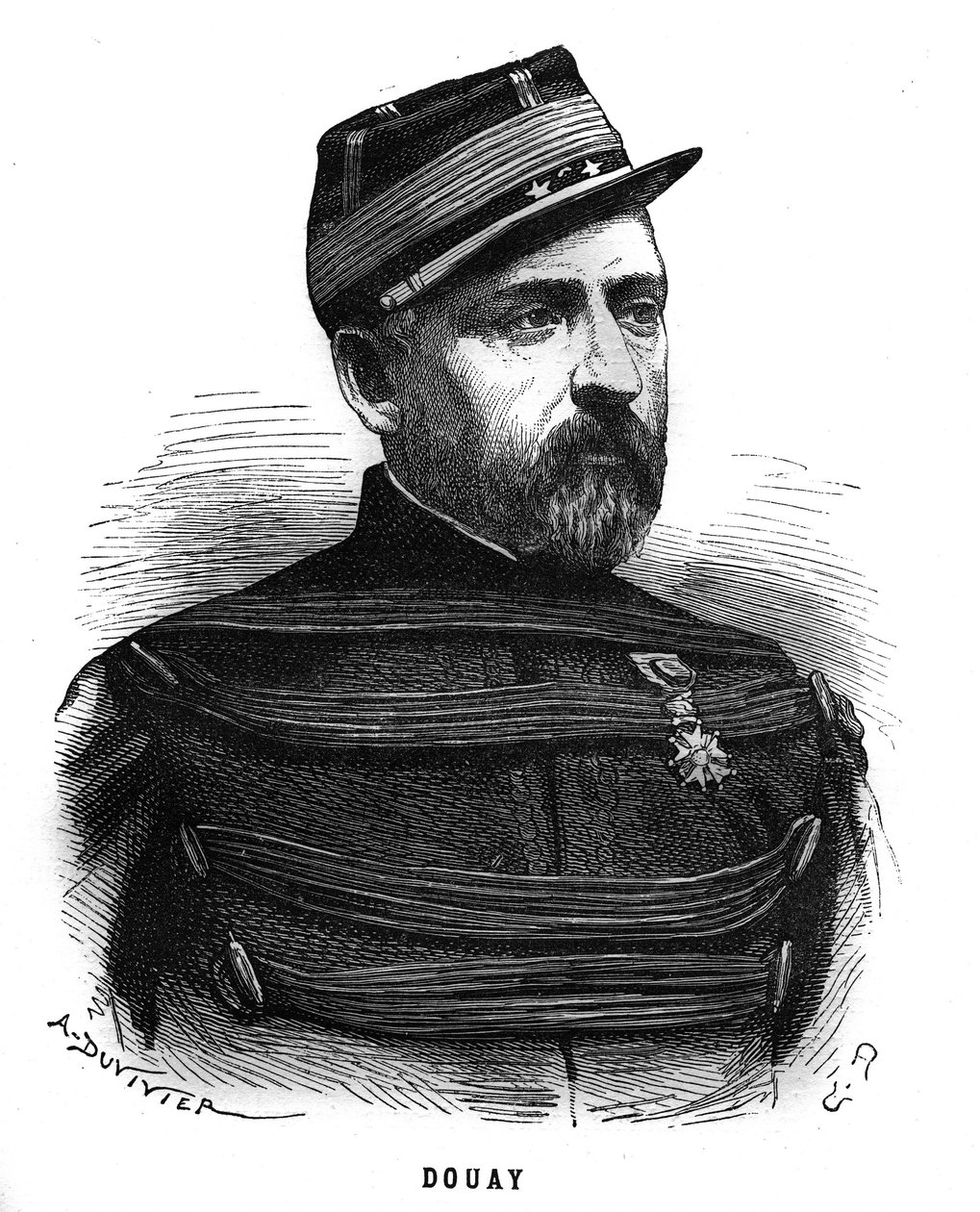 フランスの将軍、アベル・ドゥーエ（1809-1870）の肖像。"Les Illustrations De L
