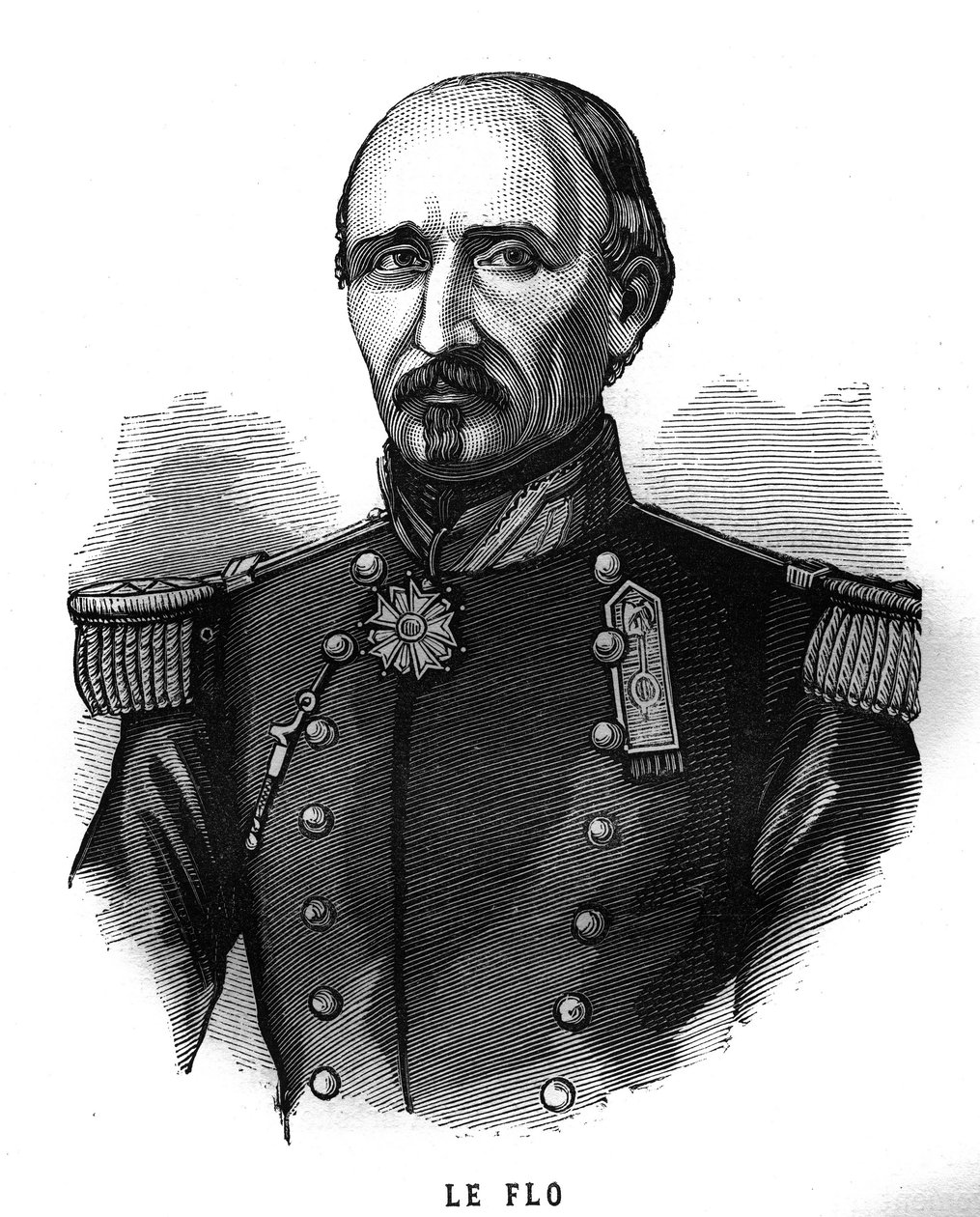 フランス軍の将軍であり、政治家でもあったアドルフ・ル・フロ（1804-1887）の肖像。Les Illustrations De L