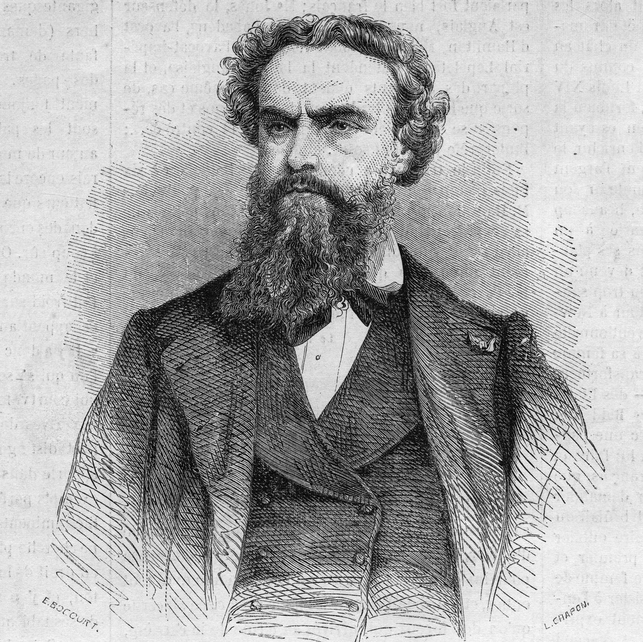 フランスの画家、アレクサンドル・カバネル（1823-1899）の肖像。10月3日付「Le Monde Illustré」338号に掲載されたエングレーヴィング 作： フランス語学校