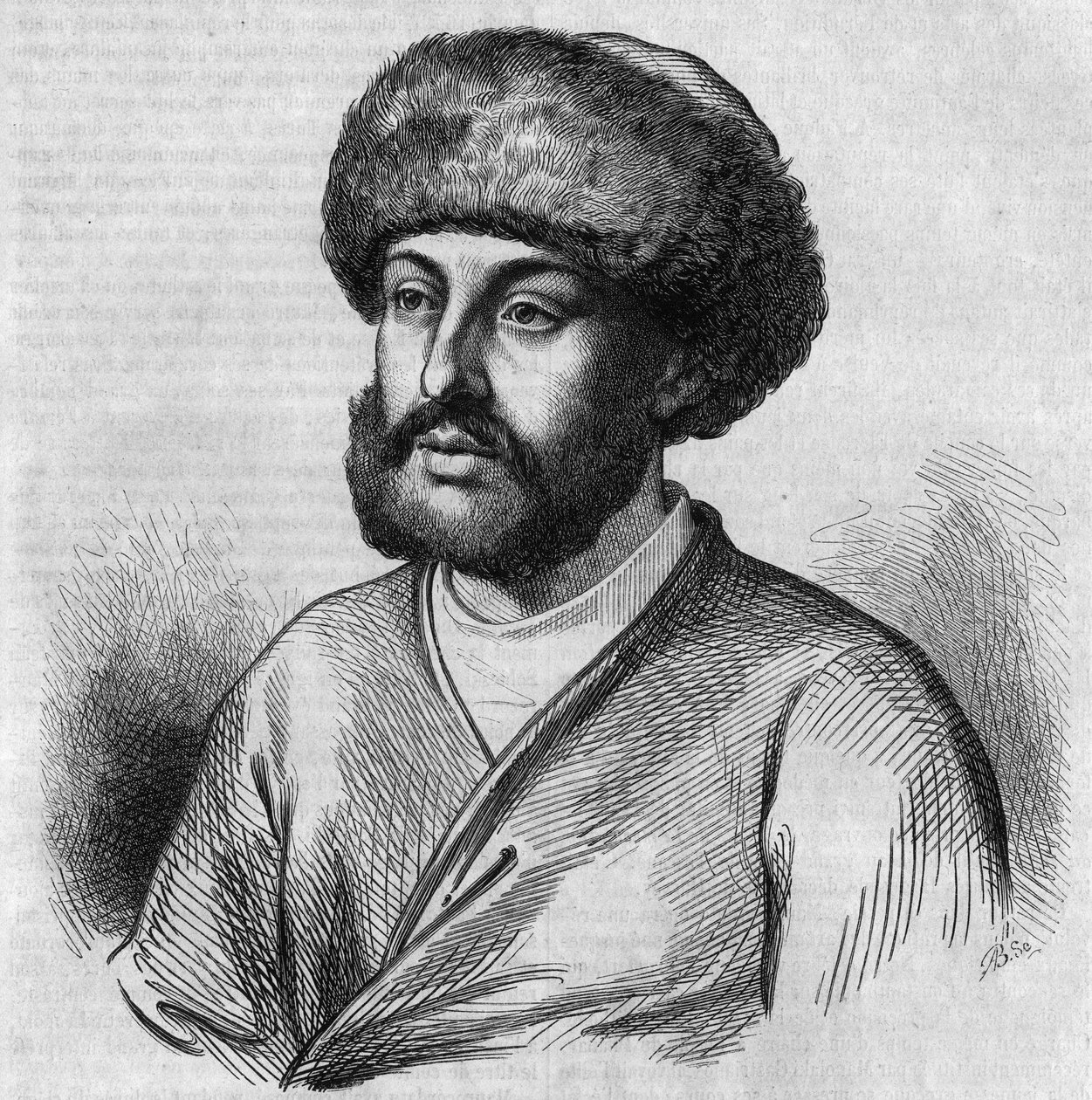 Alexandre Maurocordato (Mavrocordatos) (1636-1709)の肖像。Chevignardによるエングレーヴィング、"Le Magasin Picturesque "掲載 作： フランス語学校