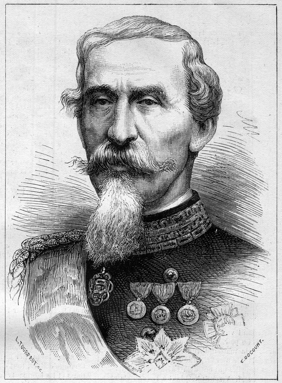Alfonso Ferrero de La Marmora (Lamarmora) (1804 - 1878)将軍、イタリアの政治家の肖像。1878年1月19日付「Le Monde Illustré」1085号に掲載されたエングレーヴィング。 作： フランス語学校