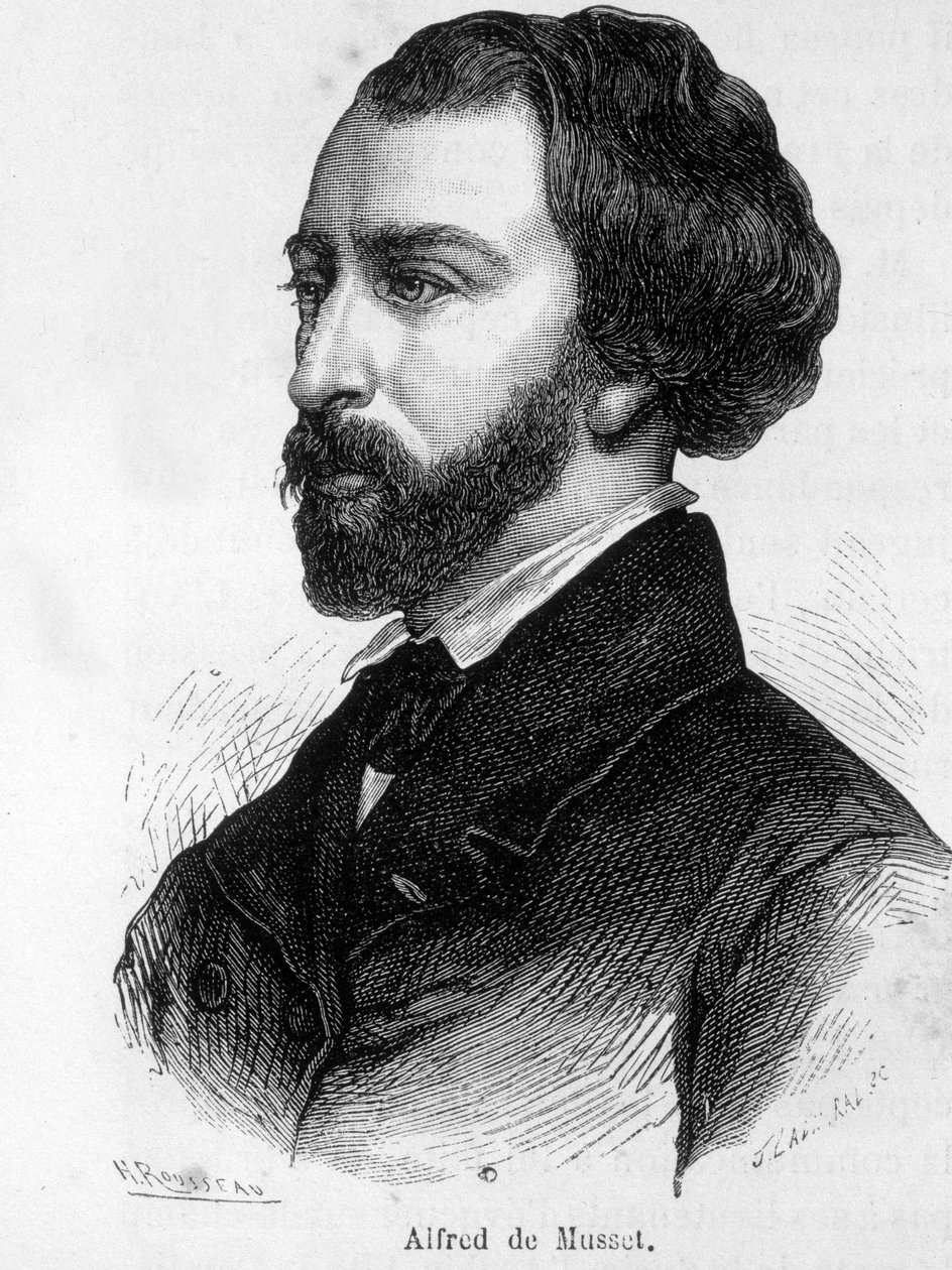 アルフレッド・ド・ミュッセ（1810～1857）フランスの作家の肖像。 作： フランス語学校