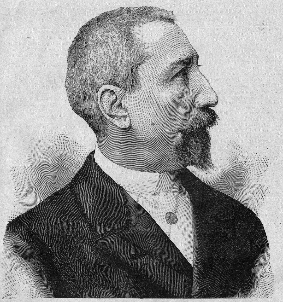 フランスの小説家、詩人、アカデミー・フランセーズ会員であるアナトール・フランス（1844-1924）の肖像。2月6日の「La gazette du dimanche」に掲載されたエングレーヴィング。 作： フランス語学校