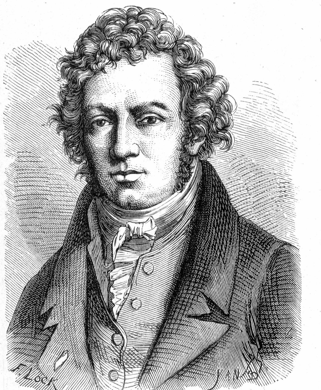 フランスの物理学者、アンドレ・マリー・アンペール（1775-1836）の肖像画。 作： フランス語学校
