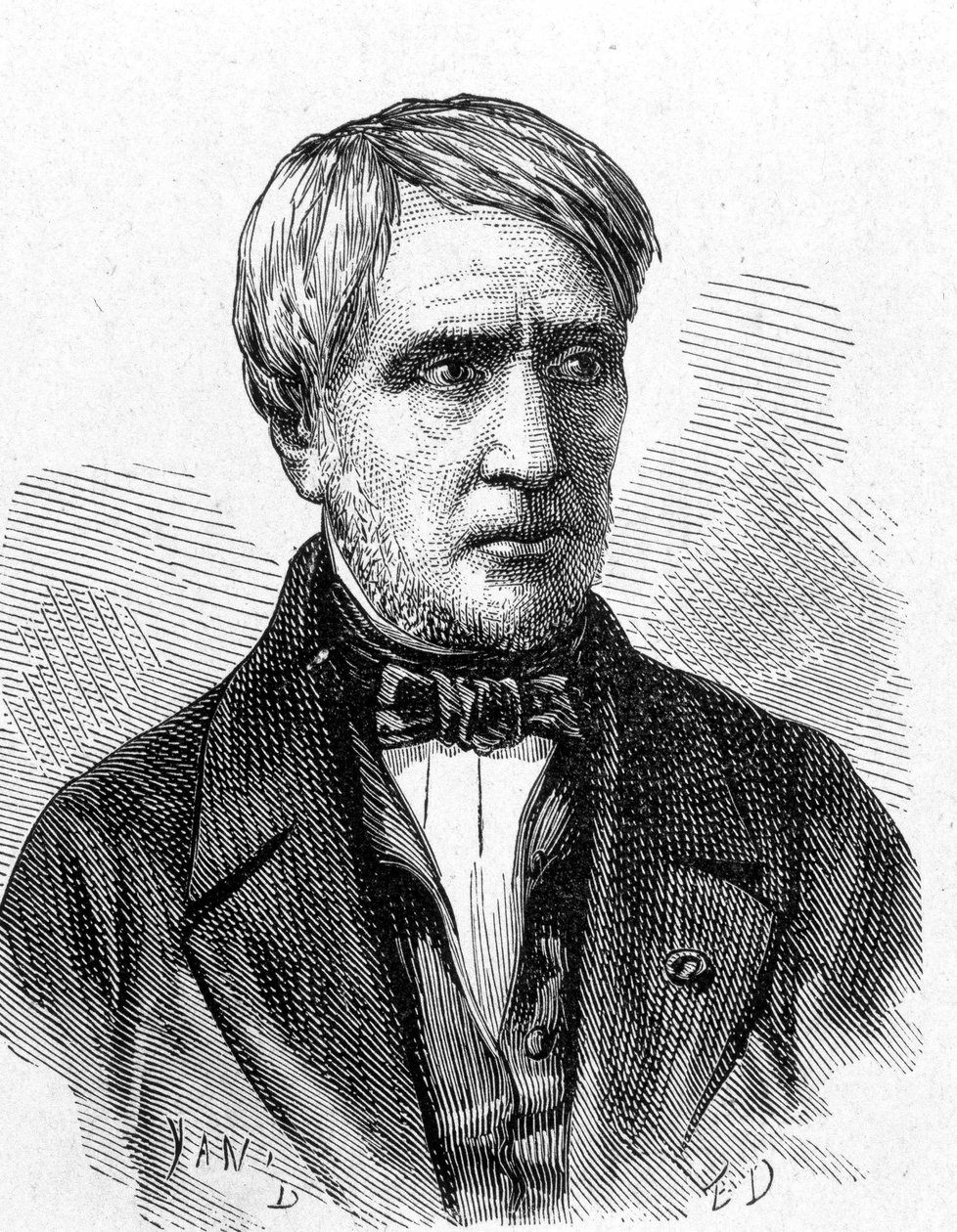 フランスの物理学者アントワーヌ・セザール・ベクレル（1788 - 1878）の肖像画（1896年の "Album de la Science; illustrious scholars; Grandes discoveries "所収 作： フランス語学校