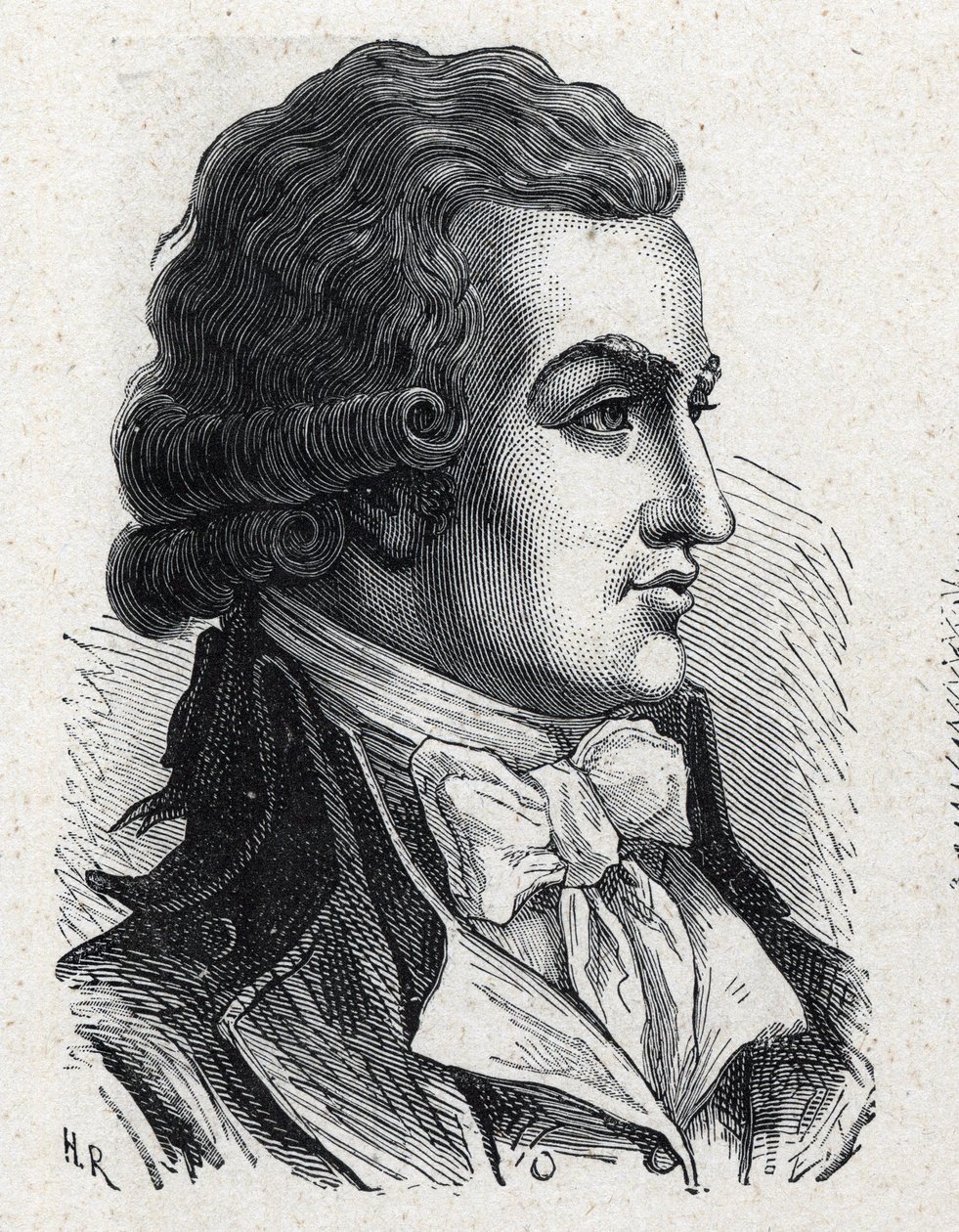 Antoine Pierre Joseph Marie Barnave (1761-1793) フランスの政治家の肖像。1889年のエングレーヴィング。個人蔵。 作： フランス語学校