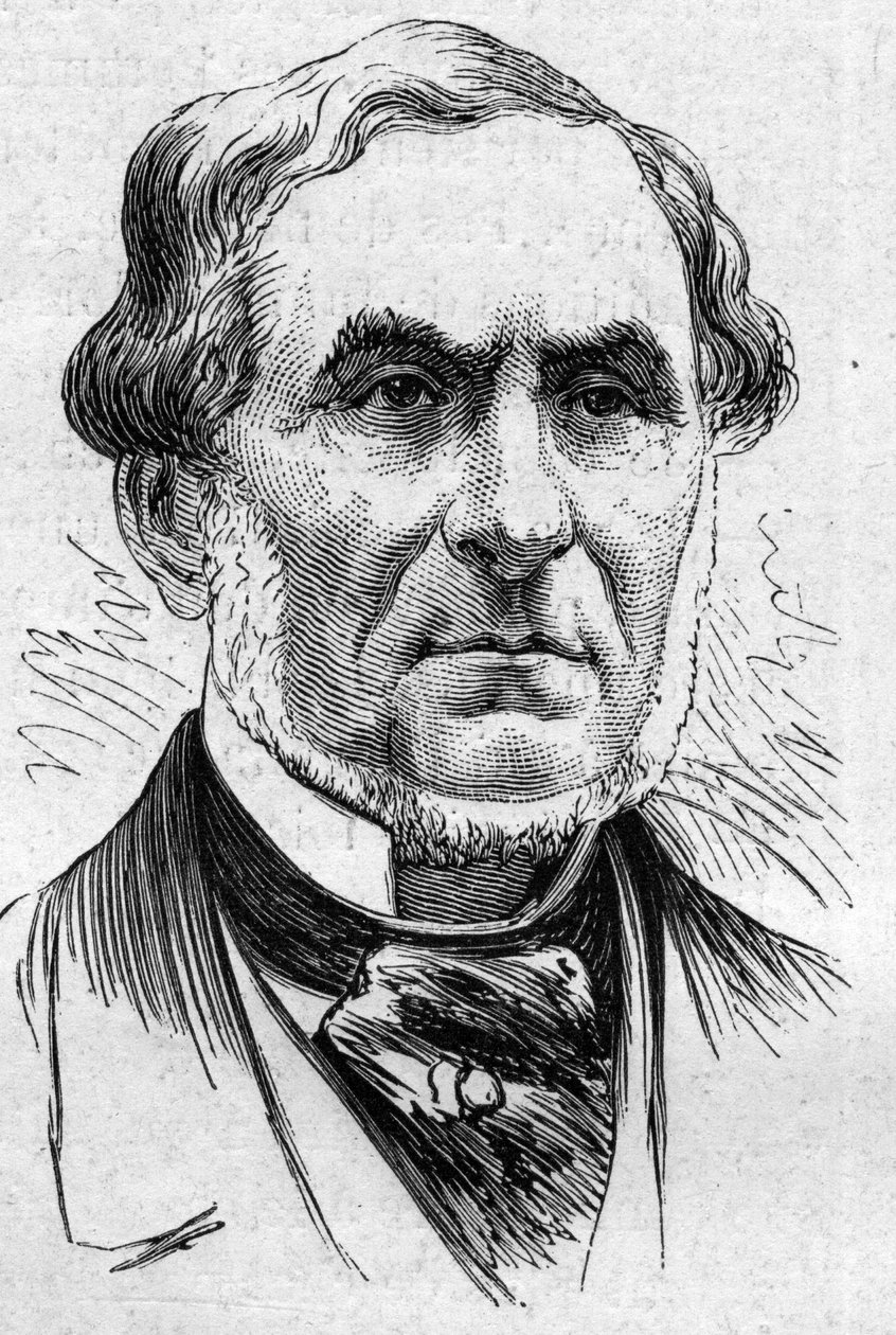 オーギュスト・バルビエ（1805-1882）の肖像。1874年3月14日付「Le Monde Illustré」883号に掲載された版画。 作： フランス語学校