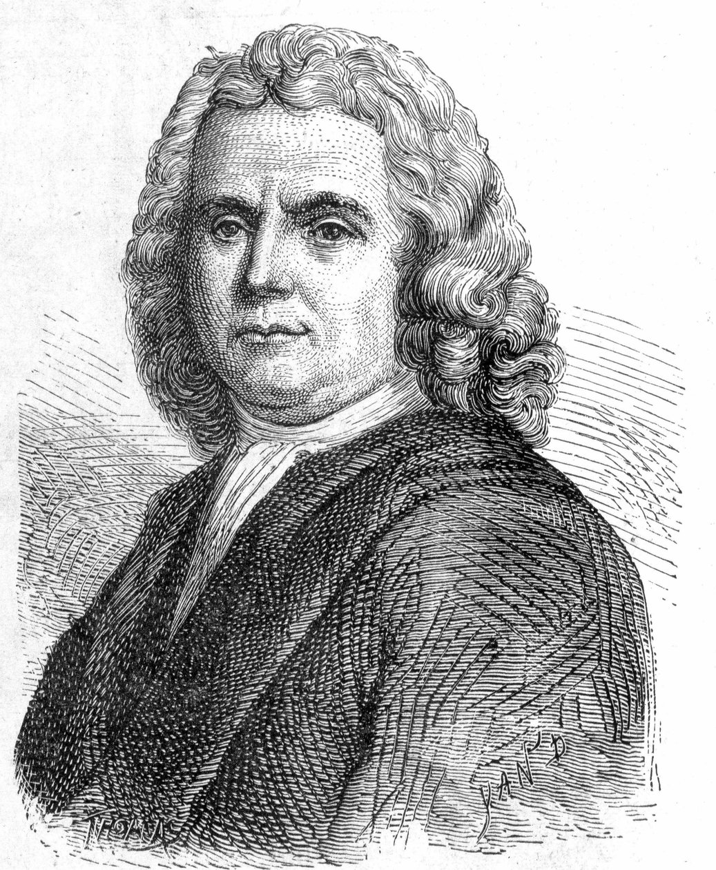 Boerhaave Hermann (1668 - 1738), オランダの医師・化学者（iatromechanismの支持者）の肖像 - 1896年の "Album of Science; illustrious scientists; Great discoveries "に掲載。 作： フランス語学校