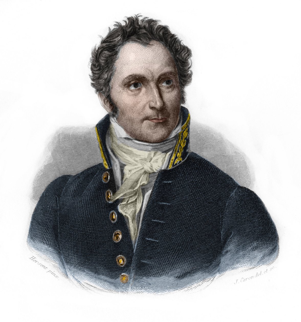 フランスの政治家Casimir Perier (1777-1832)の肖像。Louis de Cormenin Timonの "LIBRE DES PERÉNERS "に掲載されている。1842.個人蔵。 作： フランス語学校