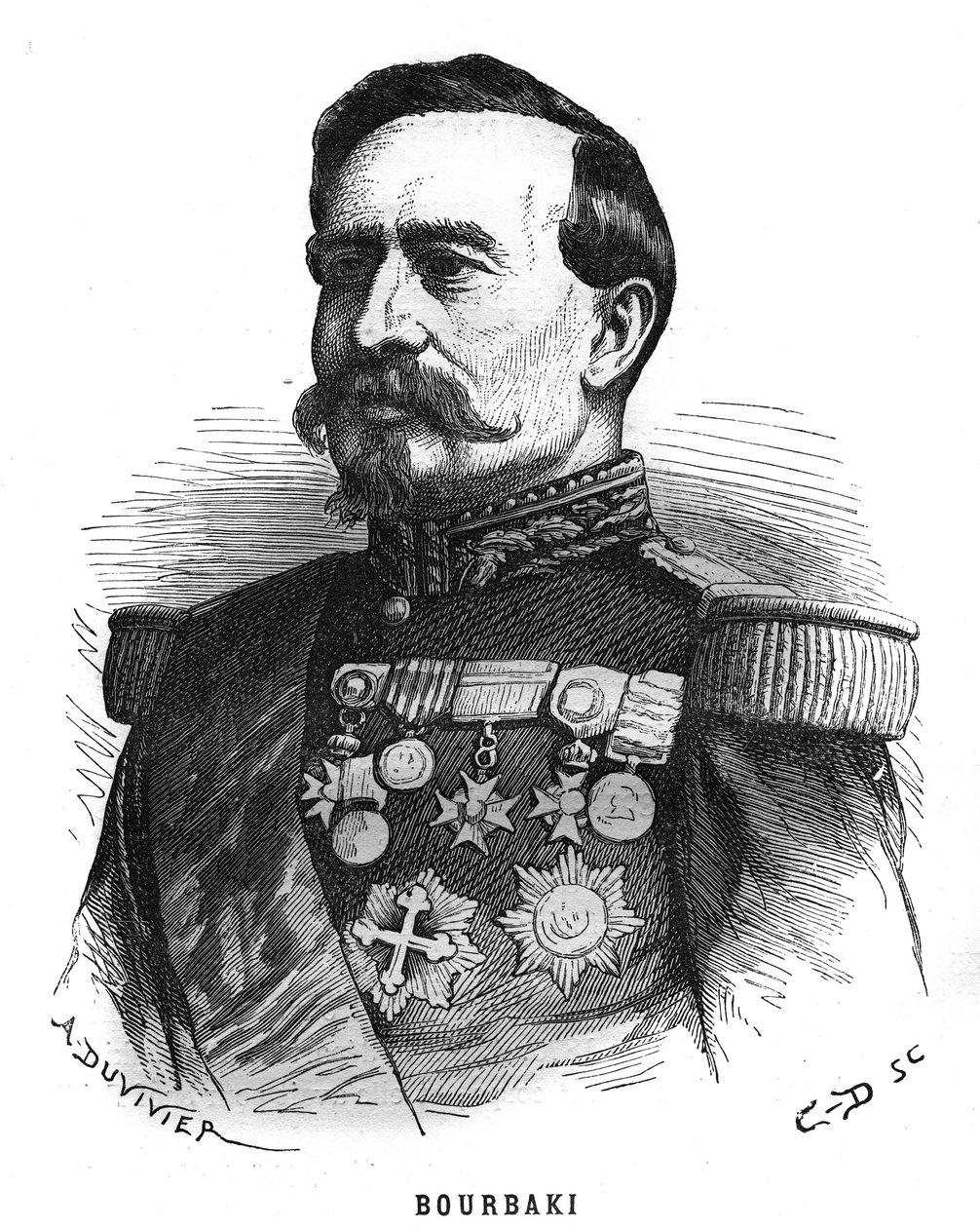 フランス人将校、シャルル・ドゥニ・ブルバキ（1816-1897）の肖像。"Les Illustrations De L