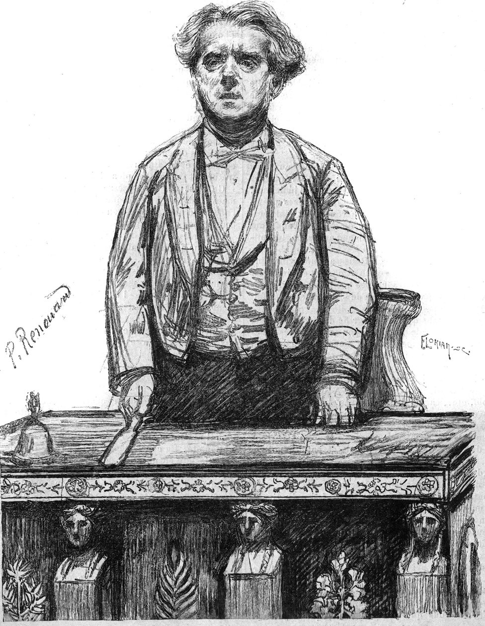 フランスの弁護士・政治家、シャルル・フロケ（1828-1896）の肖像。1月16日の「La gazette du dimanche」に掲載されたエングレーヴィング 作： フランス語学校