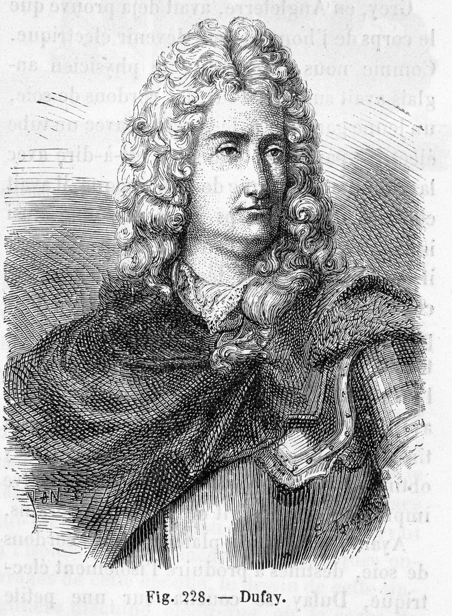 フランスの化学者・物理学者であるシャルル・フランソワ・デュフェイ(デュファイ？)(1698-1739)の肖像(Henri Martin著「Histoire de France」より) 作： フランス語学校