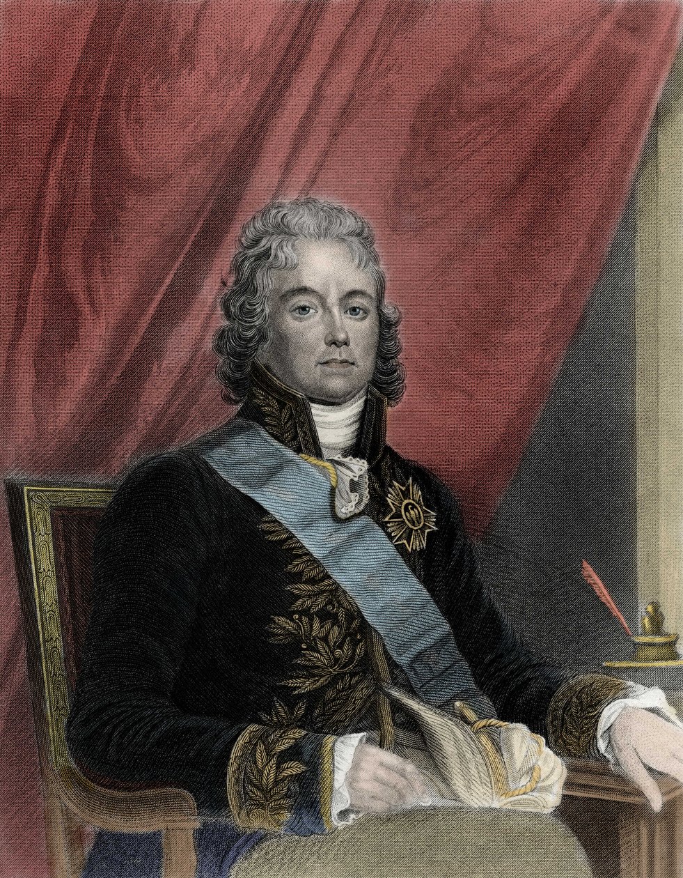 フランスの政治家、シャルル・モーリス・ド・タレーラン・ペリゴール（1754-1838）の肖像。 作： フランス語学校