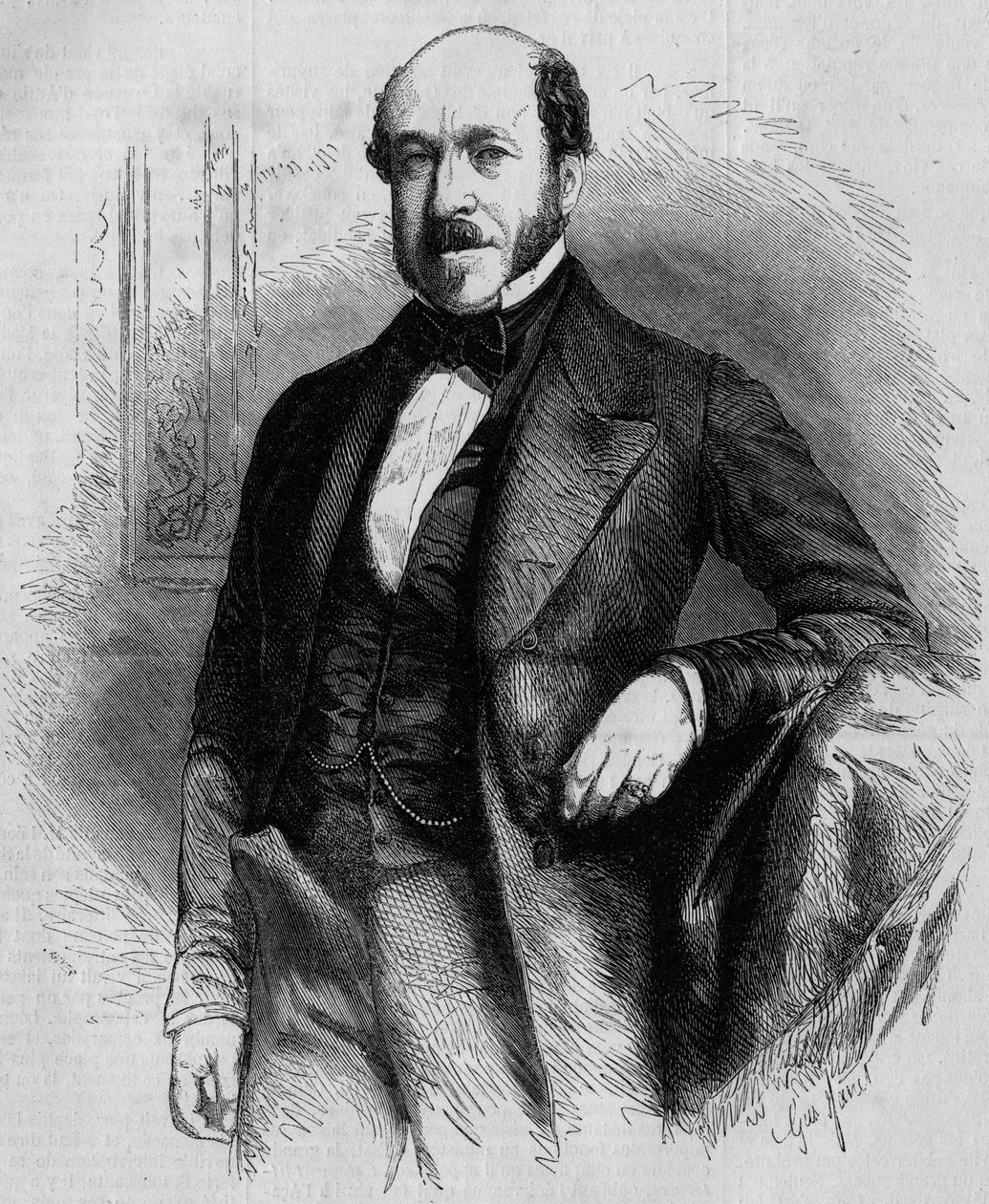 シャルル・ド・モルニー（1811-1866）の肖像。フランスの政治家で、第二帝政期には立法院長を務めた。1857年11月28日付「Le Monde Illustré」33号に掲載された版画。 作： フランス語学校