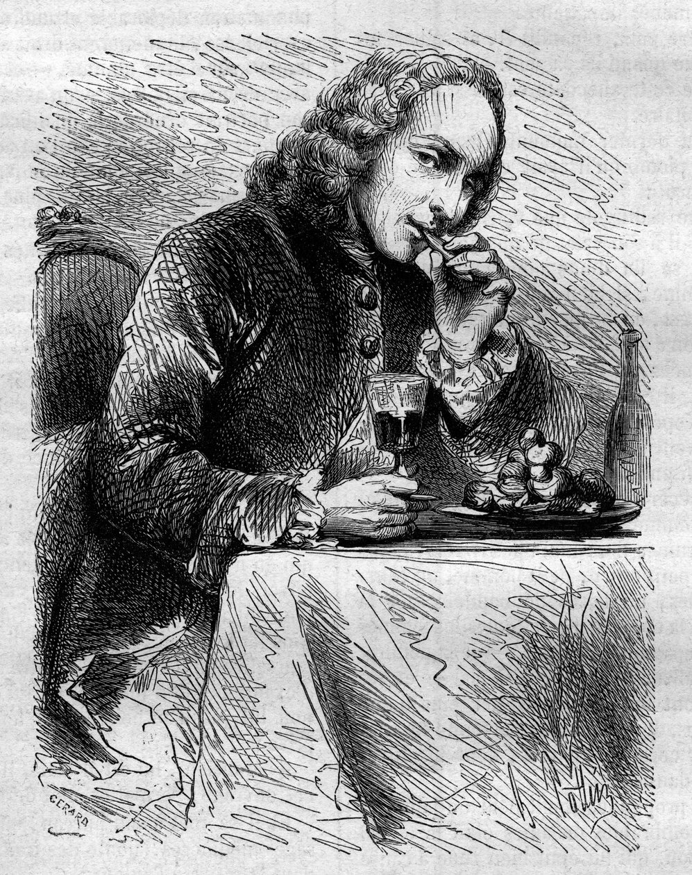 Cauteretsの菓子職人に代表される、フランスの教会関係者、詩人、劇作家であるClaude Henri de Fusee de Voisenon（1708-1775）の肖像。1858年のエングレーヴィング。 作： フランス語学校