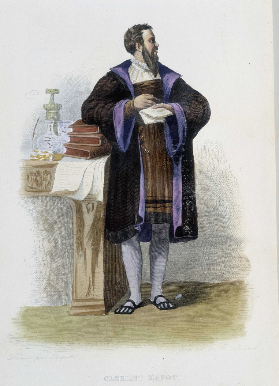 フランスの詩人Clement des Marets dit Marot (1496-1544)の肖像 - "Le Plutarque francais", Ed. Mennechetによる。 作： フランス語学校