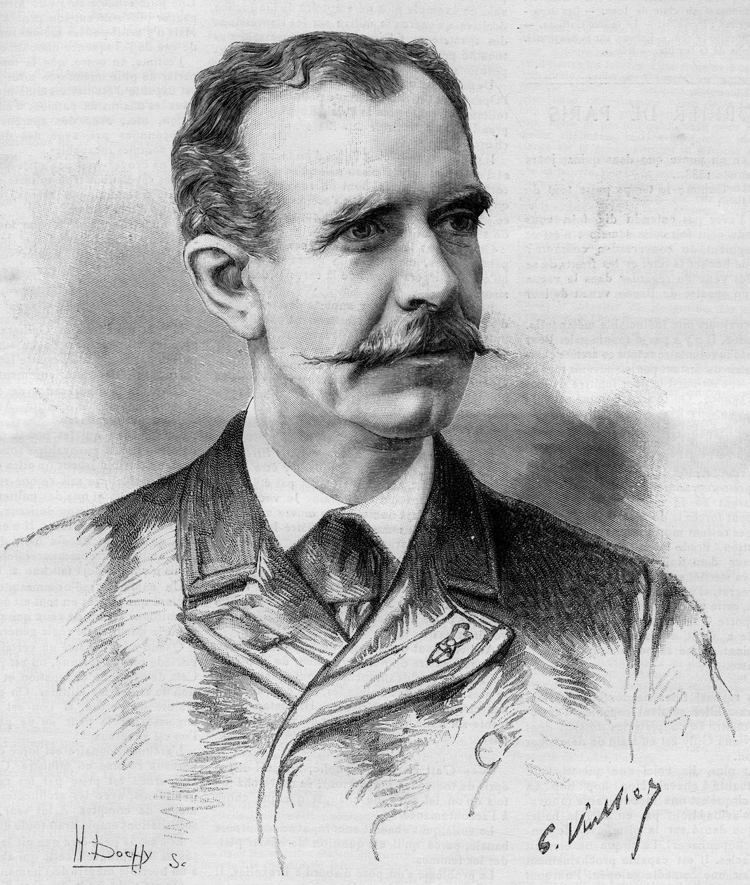 1888年にアームチェア27でアカデミー・フランセーズに選出されたポール・ガブリエル・オテナン・ドーソンヴィル伯爵（1843-1924）の肖像。 作： フランス語学校