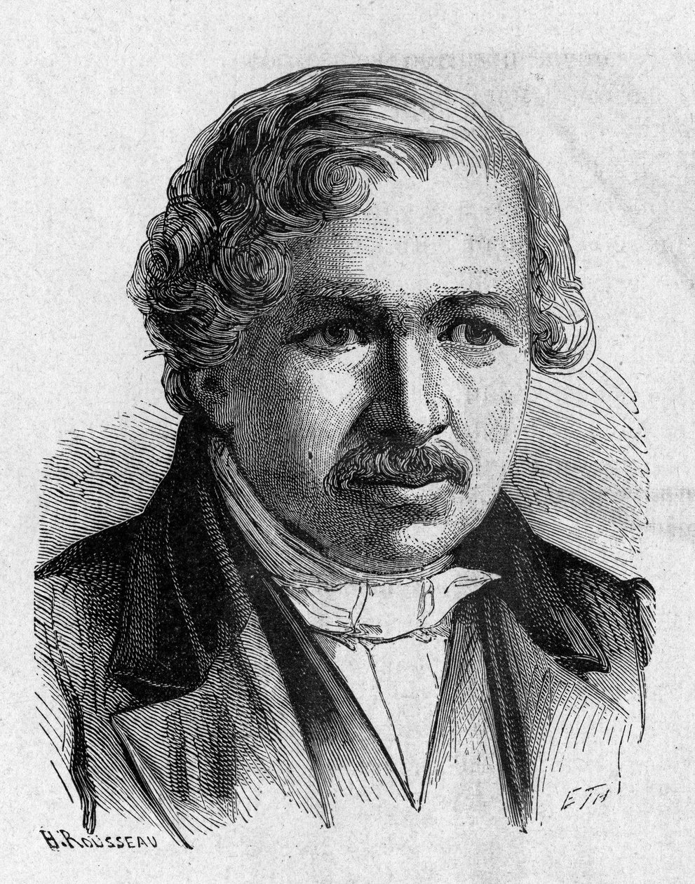 ダゲールの肖像-1896年「科学のアルバム、輝かしい科学者たち、偉大な発見」の中で。 作： フランス語学校