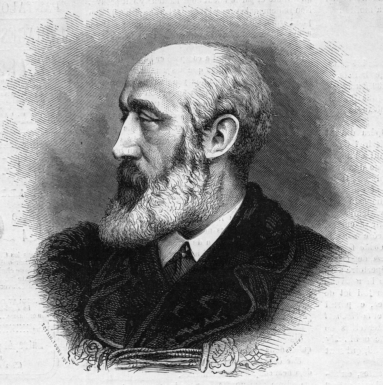 フランスの詩人・小説家、アーネスト・フェイドー（1821-1873）の肖像。11月8日付「Le Monde Illustré」865号に掲載されたエングレーヴィング。 作： フランス語学校