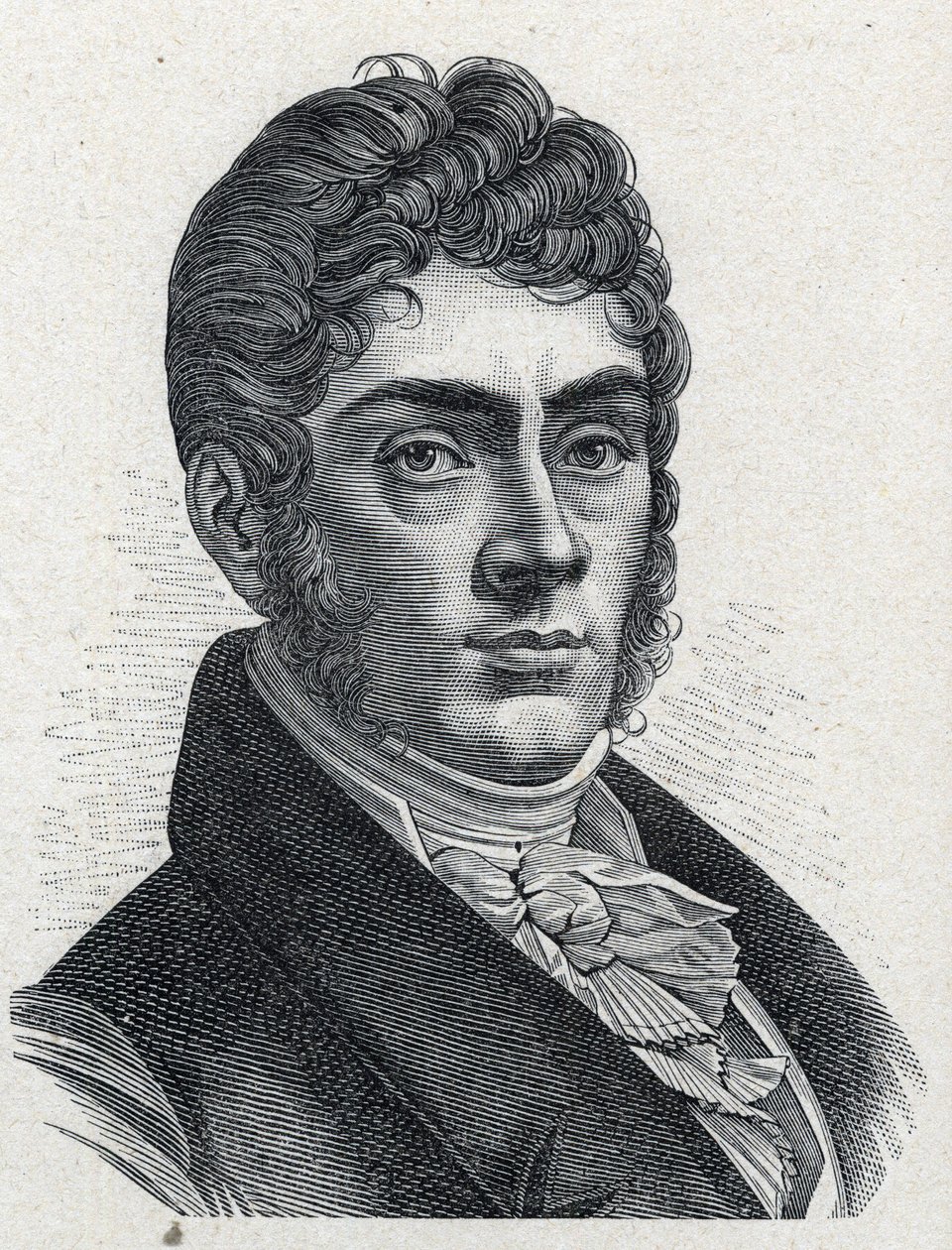 Etienne Nicolas Mehul (1763-1817) フランスの作曲家の肖像。1889年のエングレーヴィング。個人蔵。 作： フランス語学校