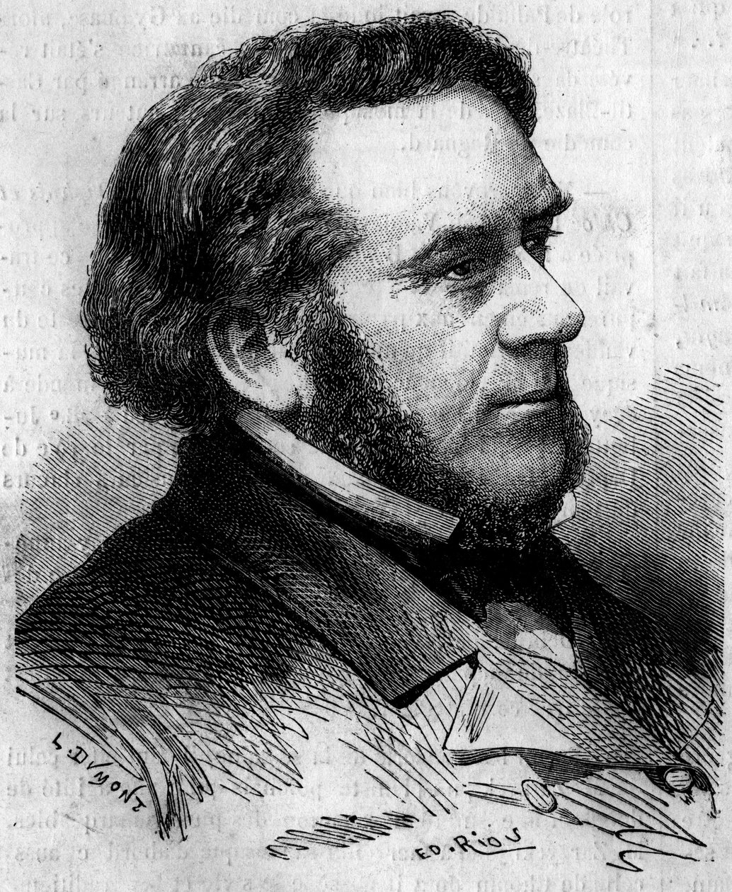 Eugene Bethmont (1804-1860) フランスの弁護士・政治家、元法務大臣の肖像。1860年4月7日付「Le Monde Illustré」156号に掲載されたエングレーヴィング。 作： フランス語学校