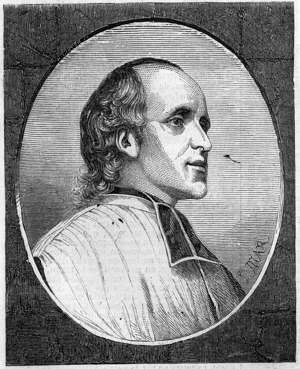 フランスのイエズス会士、ドラクロワ・ド・ラヴィニャン神父（1795-1858）の肖像。1858年3月6日付「Le Monde Illustré」47号に掲載された版画。 作： フランス語学校
