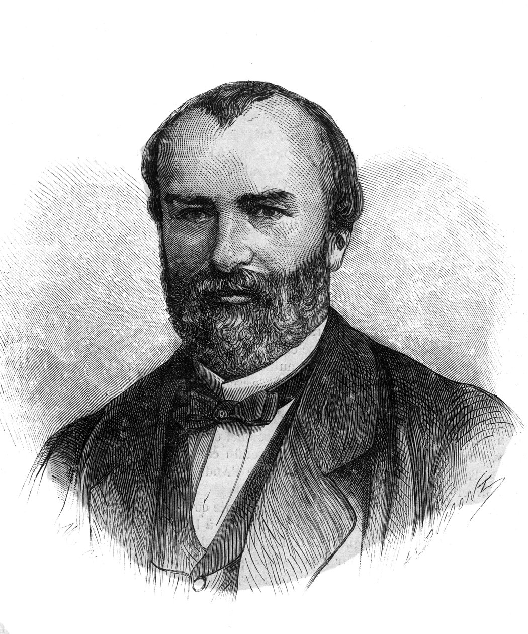 Francois-Saturnin-Leonide Babaud-Laribiere (Francois Saturnin Leonide Babaud Laribiere) (1819-1873) フランスの政治家、フリーマコンの肖像 - 1870年のエングレーヴィング。 作： フランス語学校
