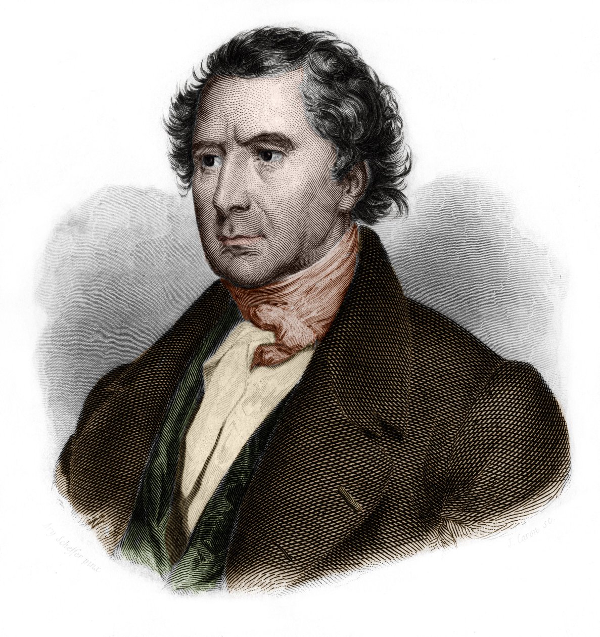 フランスの数学者、物理学者、天文学者、政治家であるフランソワ・アラゴ（1786-1853）の肖像。1842.個人蔵。 作： フランス語学校
