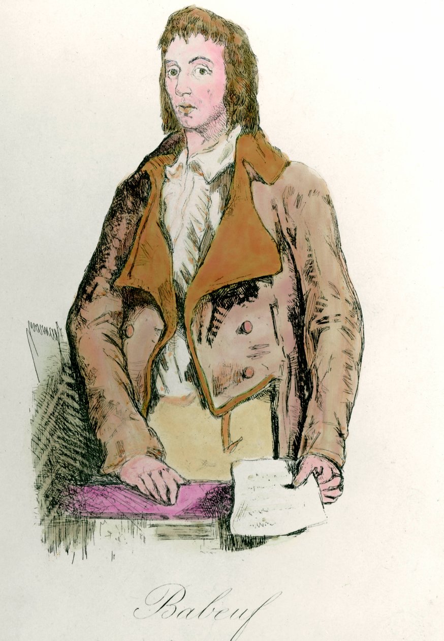 フランソワ・ベイブフ・ディ・グラックス（1760 - 1797）の肖像 革命家。エングレーヴィング 作： フランス語学校