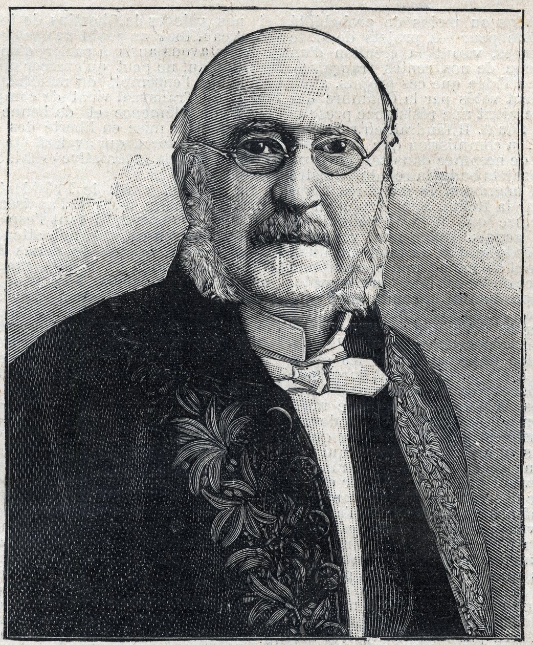フランスの哲学者・政治家であるフランソワ・ジュール・スイス（ジュール・シモン）（1814-1896）の肖像（「Le Petit Parisien」誌掲載）。 作： フランス語学校