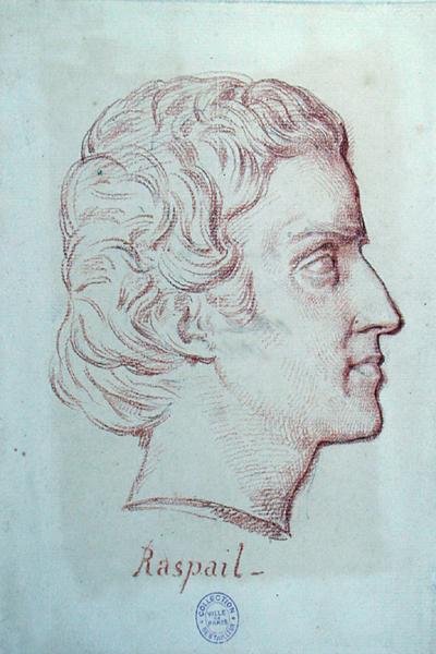 フランソワ・ヴァンサン・ラスパイユ（1794-1878）の肖像（紙に赤チョーク） 作： フランス語学校