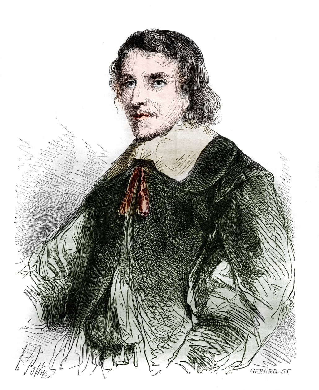 フランスの哲学者、フランソワ・ド・ラ・モテ・ル・ヴェイヤー（La-Mothe-Le-Vayer）（1585-1672）の肖像。1858年のエングレーヴィング。 作： フランス語学校