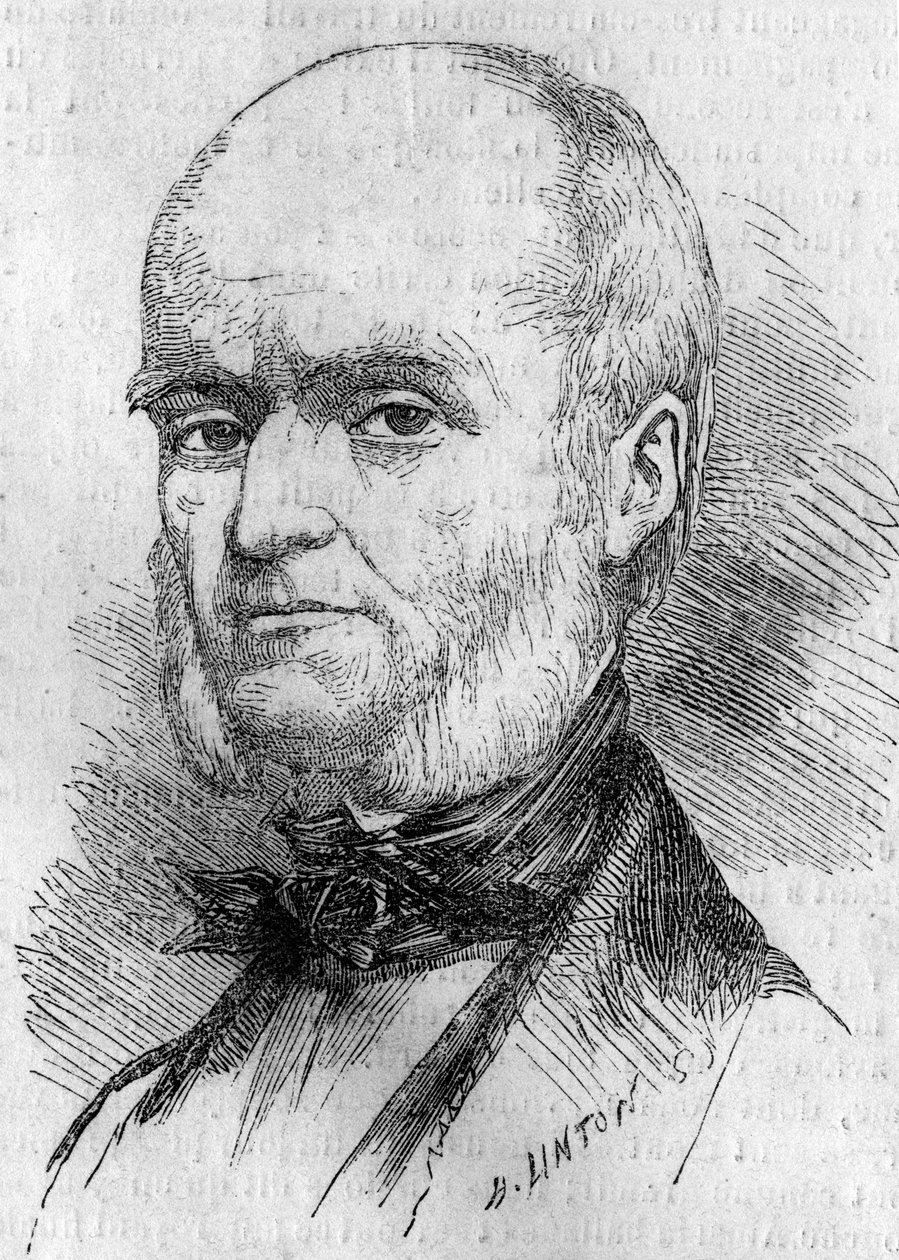 フレデリック・ミレー（1796-1859）の肖像。10月29日付「Le Monde Illustré」133号に掲載されたエングレーヴィング 作： フランス語学校
