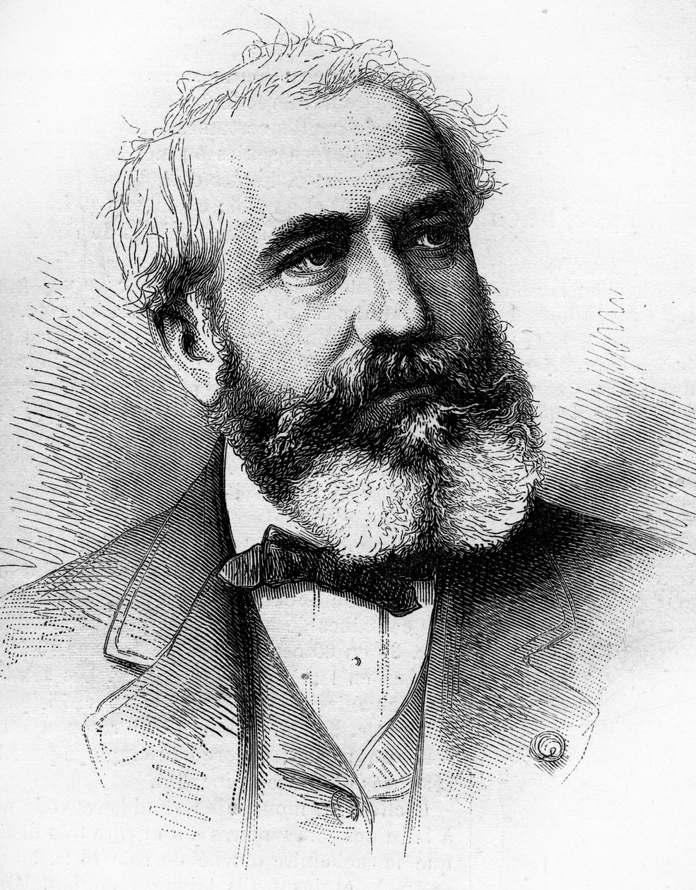 フランスの建築家、ガブリエル・ジャン・アントワーヌ・ダビウ（1824-1881）の肖像。1881年4月16日付「Le Monde Illustré」1255号に掲載されたエングレーヴィング。 作： フランス語学校