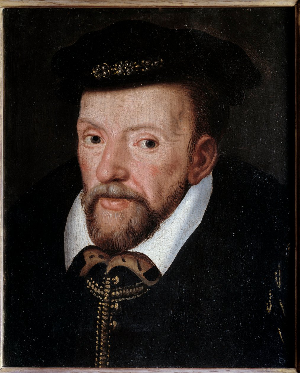ガスパール・ド・コリニー（1519-1572） フランス提督の肖像 フランス派の絵画。16世紀 日0,24x0,19 m 作： フランス語学校