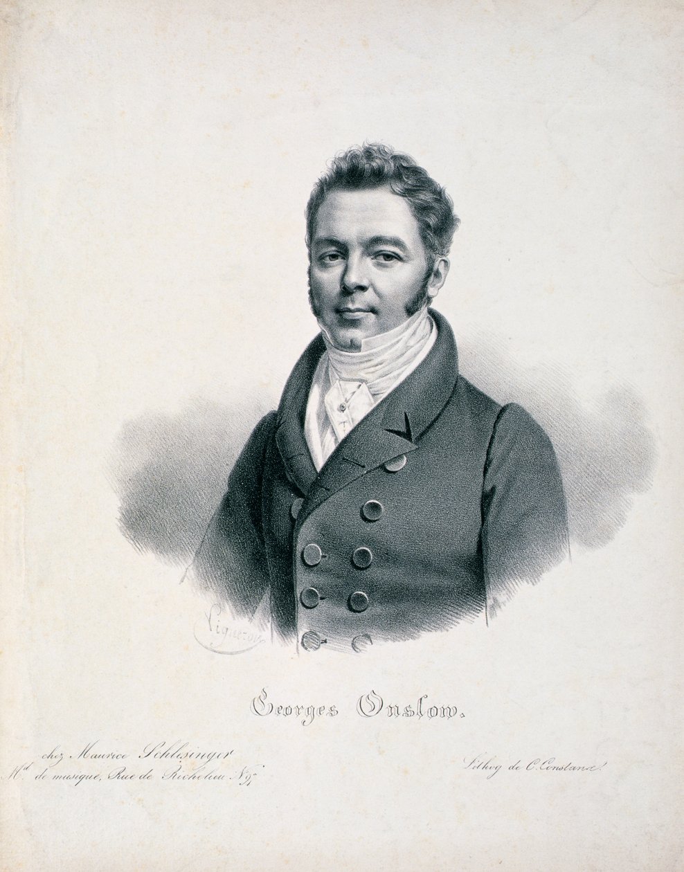 C.コンスタンスによって彫刻されたジョージオンスロー（1784-1853）の肖像画 作： フランス語学校